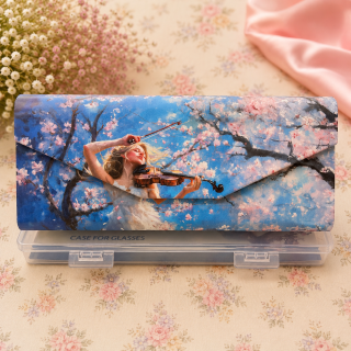 🎻🌸 Skládací pouzdro na brýle Carmani® – Houslistka a sakura 🌸🎻